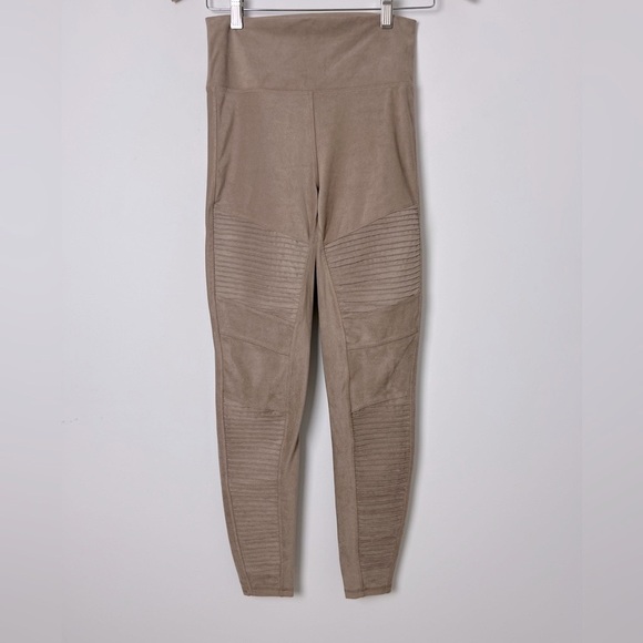 Bagatelle Collection Mushroom Faux Suede Moto Ribbed Stylish Comfy Leggings S - Picture 2 of 7